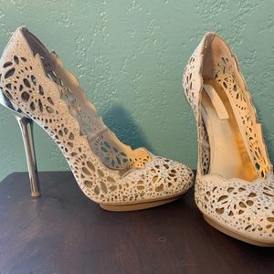 Stunning Lace Sequined Bridal Stilettos